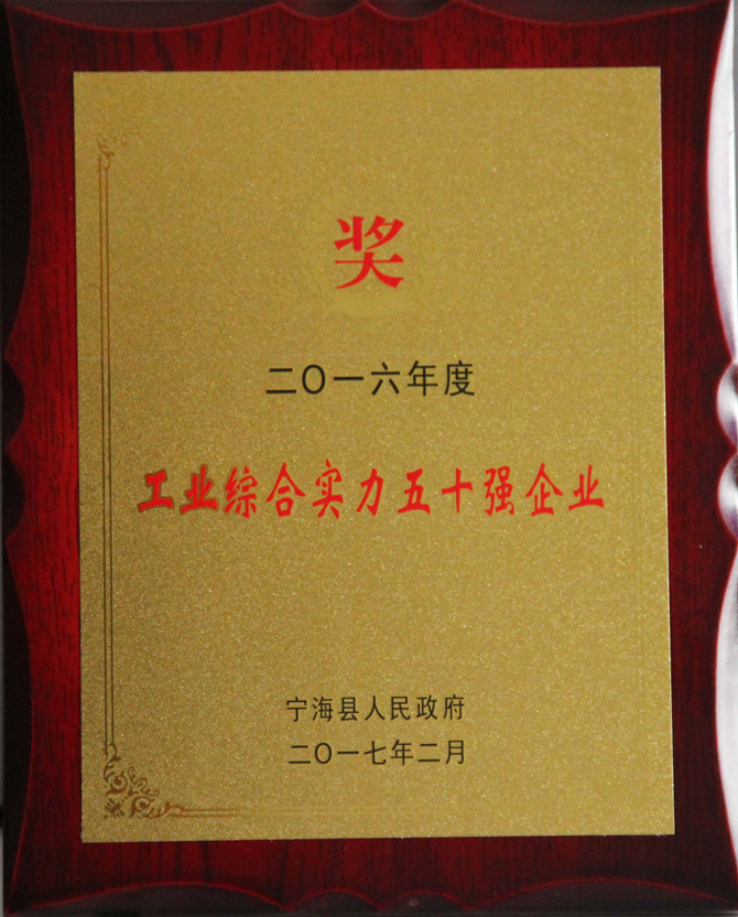 華寶公司榮獲“2016年度寧?？h工業(yè)綜合實(shí)力五十強(qiáng)”